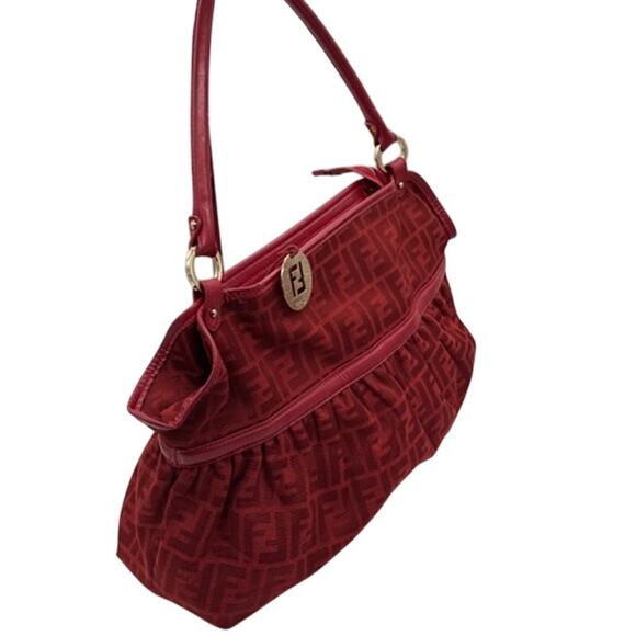 Fendi Red Zucca Chefs bag*Red Canvas & Leather*BEAUTIFUL CONDITION - Picture 7 of 16